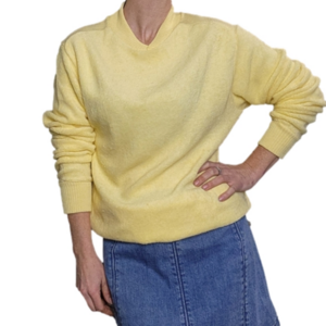 Vintage Sweater 100% Zefran Acrylic Yellow  Color Made in the USA Size M